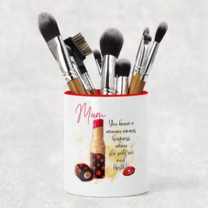 Ceramic make up brush pot holder Red lipstick design