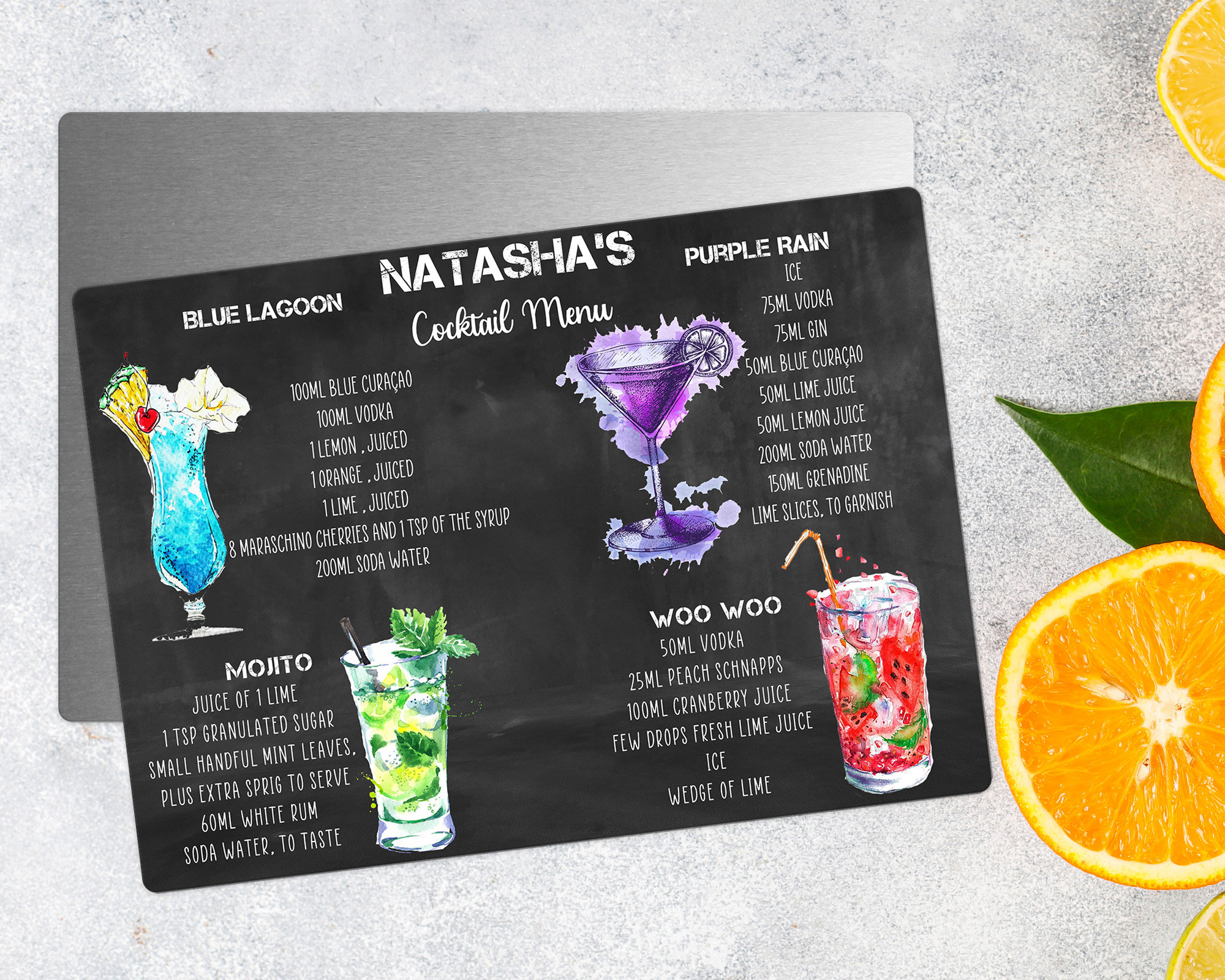 Cocktail bar drinks sign, novelty A4 metal sign