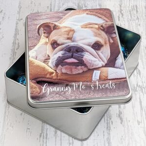 Personalised photo treat tin for sweets, Biscuits, cake with your own photo