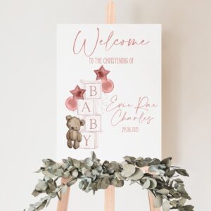 Christening, Holy communion, Baptism Welcome a3 Sign Baby Blocks