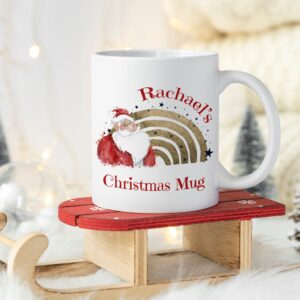 Christmas hot chocolate ceramic christmas eve mug Santa Father Christmas Gold Rainbow