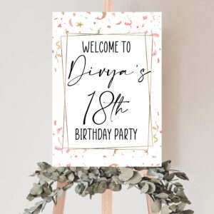 Birthday welcome a3 sign Rose Gold confetti