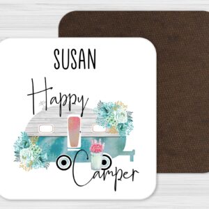 Happy camper drinks coaster