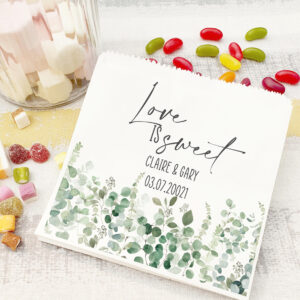 Wedding Sweet Bags Green eucalyptus foliage border