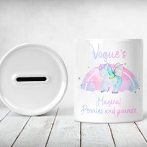 Ceramic money pot Unicorn rainbow