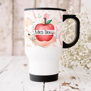 Personalised Insulated Travel Mug Thank you teacher split apple