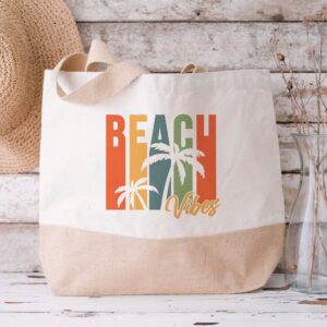 Jute Tote Bag summer beach bag beach vibes