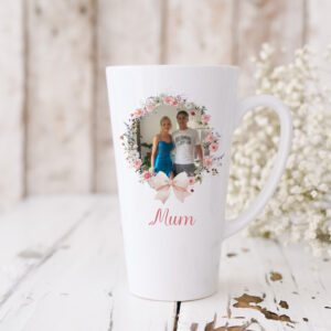 Spring floral photo wreath 17oz latte mug